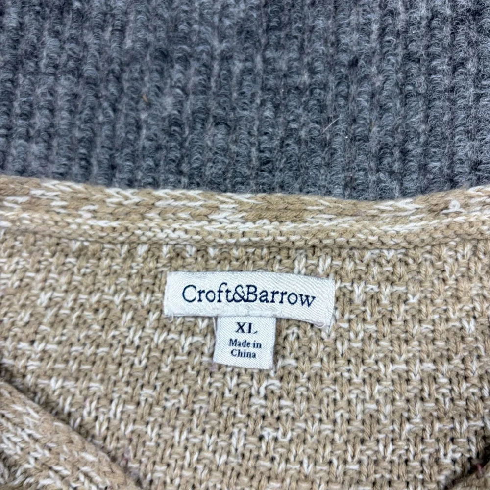 Croft & Barrow Sweater Bundle Women's XL Tan Beige Textured Knit Long Sleeve